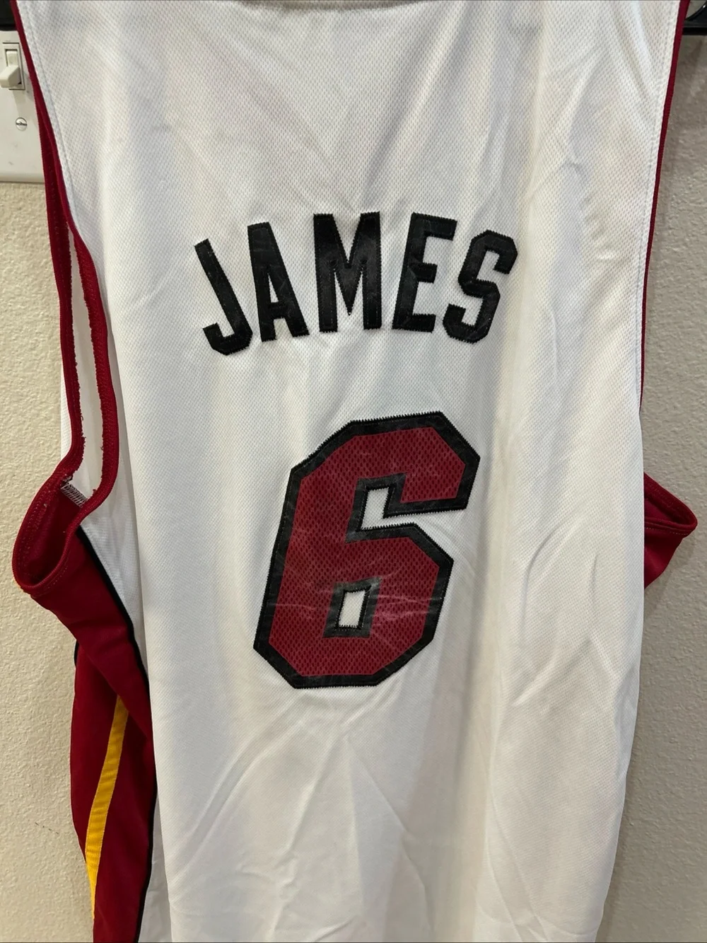 LeBron James adidas White/Red Miami Heat #6 Basketball Jersey